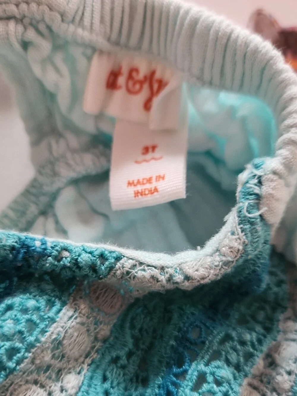 Cat & Jack Light Aqua Sundress with Teal Lace Bodice